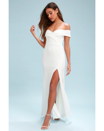 Song of Love White Off-the-Shoulder Maxi Dress
